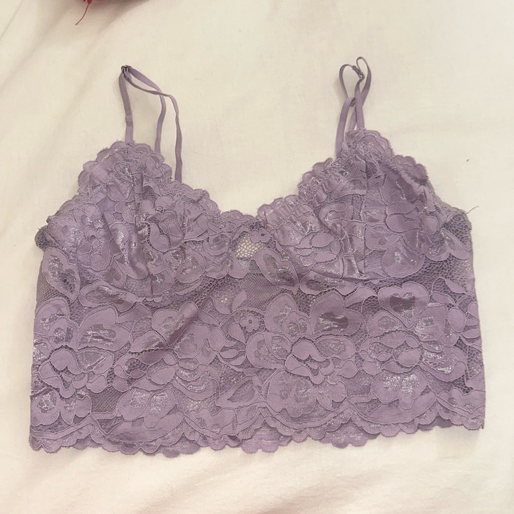 Mixology purple lace corset style crop top
